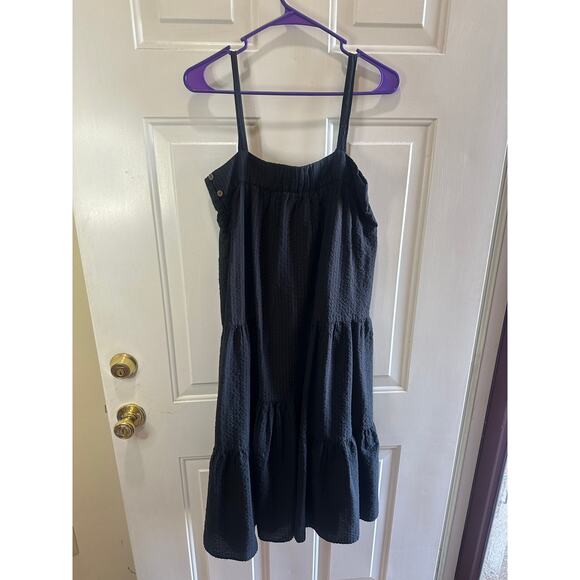 Jenni Kayne Seersucker Summer Dress Black Sz XS Cotton Rayon Black GREAT! - Picture 4 of 10